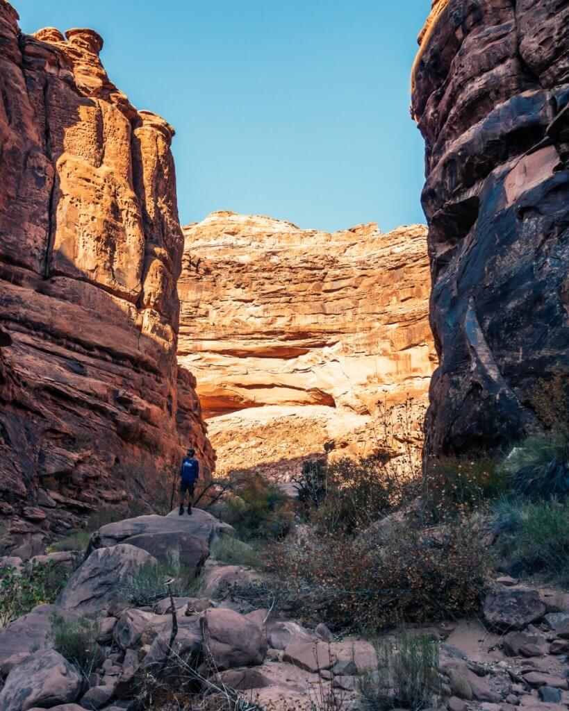 Can Backpackers Save the World? History and Benefits of Backpacking 5 Backpackers standing in a canyon in Utah