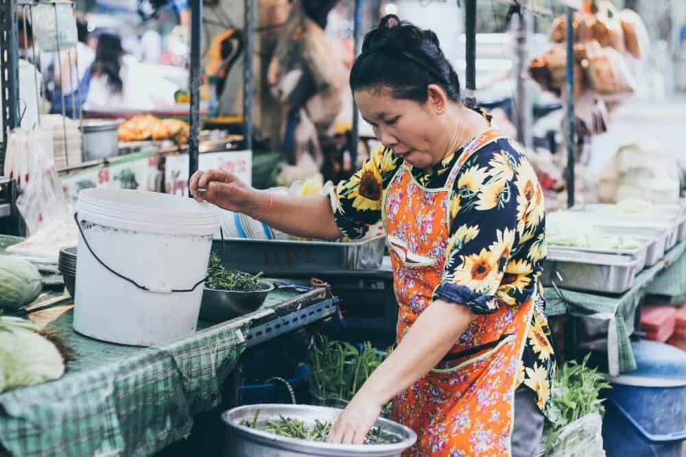 Woman at a street food market