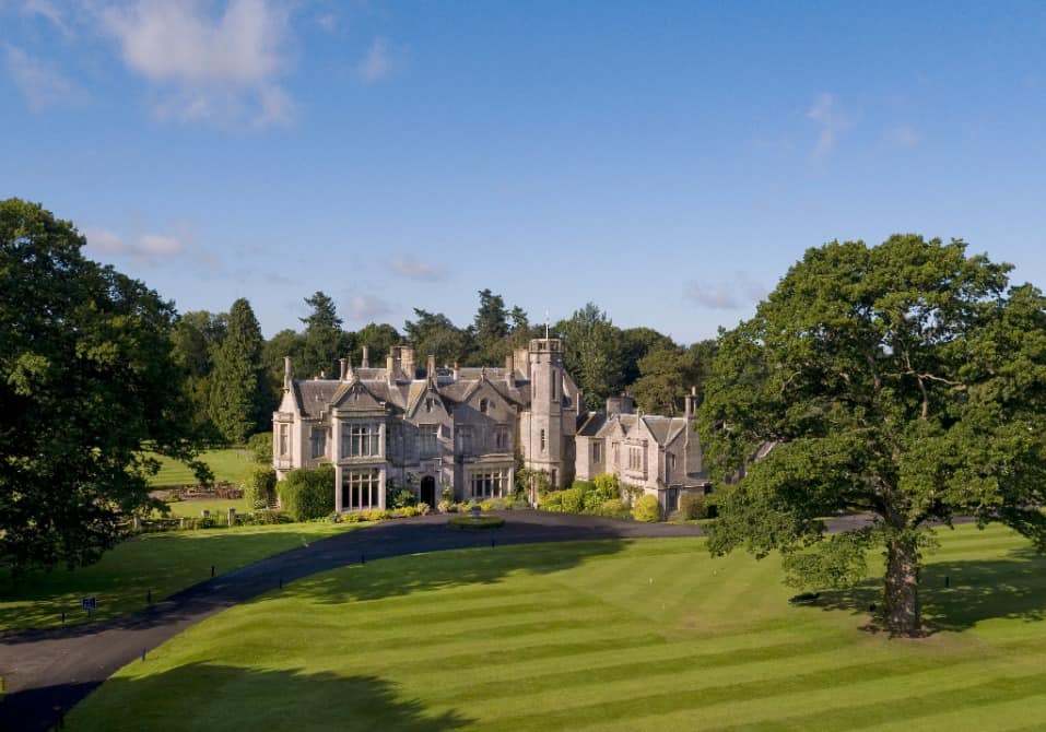 view of the hotel from the lawn 