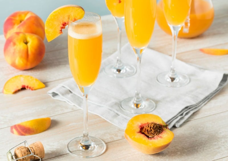 Bellinis are made with white peach puree