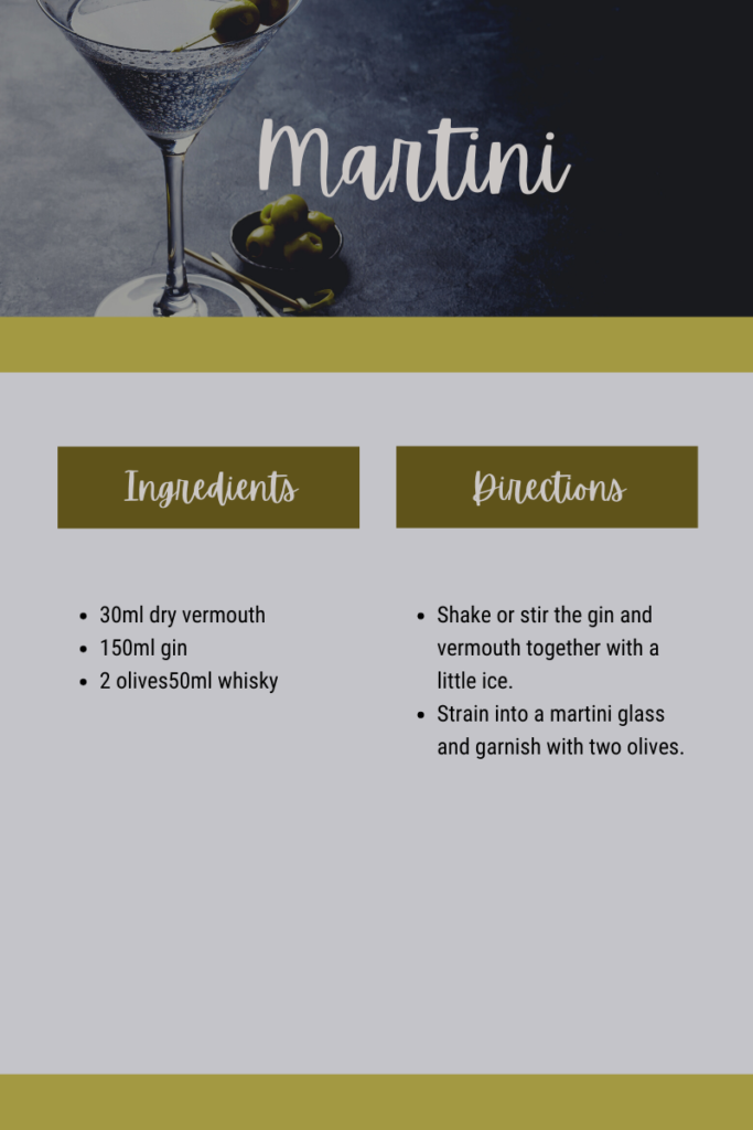 The martini is one of the most popular international cocktail recipes