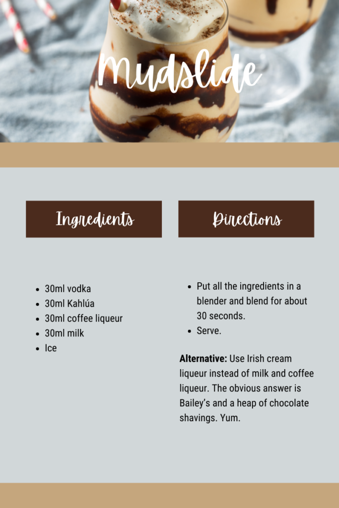 The Mudslide is from the Grand Cayman Islands in the Caribbean!
