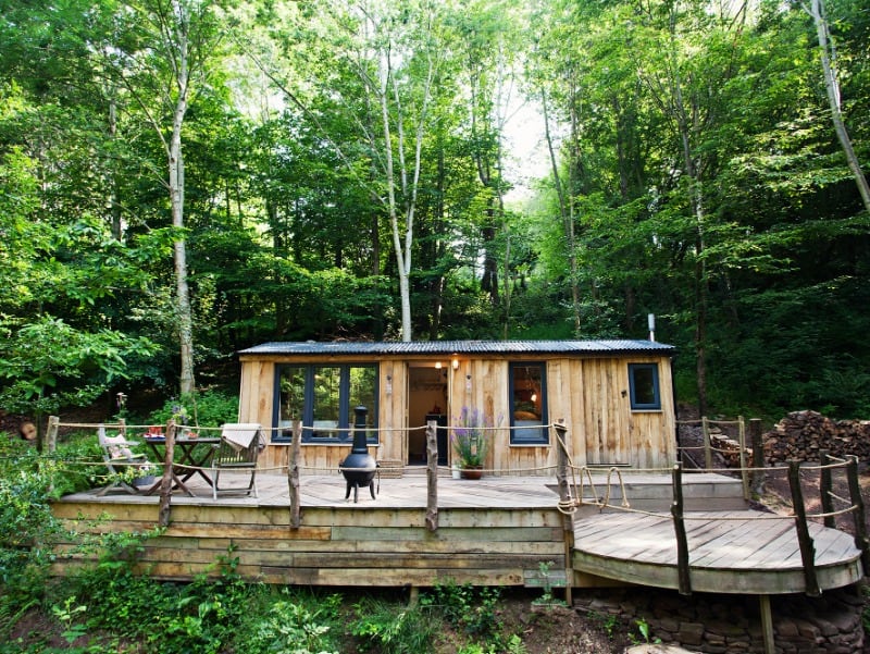 10 Sustainable Secluded Places to Stay in the UK 5 The Writer's Cabin in the woods in Monmouthshire.