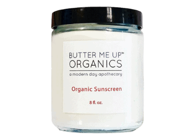 Jar of Butter Me Up Organics zero waste sunscreens