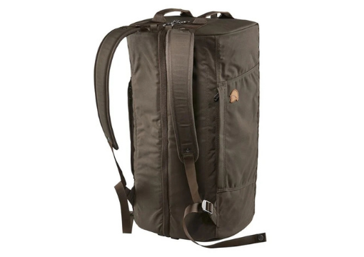 Fjallraven splitpack backpack in green with a fox logo. 