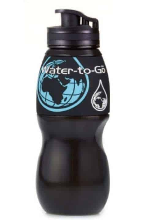 Product image of a water to go water filter bottle. An essential on this Scotland packing list. 