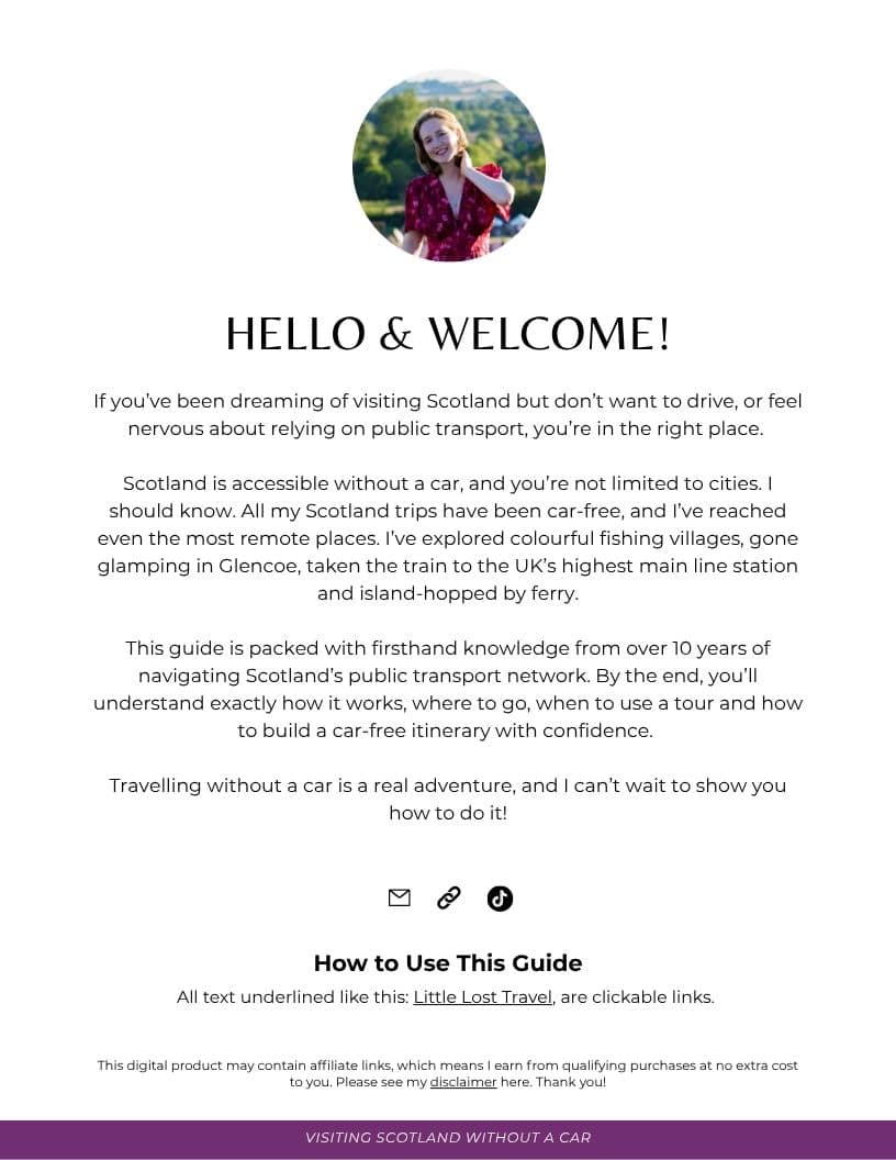 Scotland Without a Car Travel Guide 2 Scotland Without a Car intro page