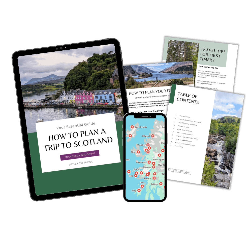 A mockup of the digital guide, How to Plan a Trip to Scotland.