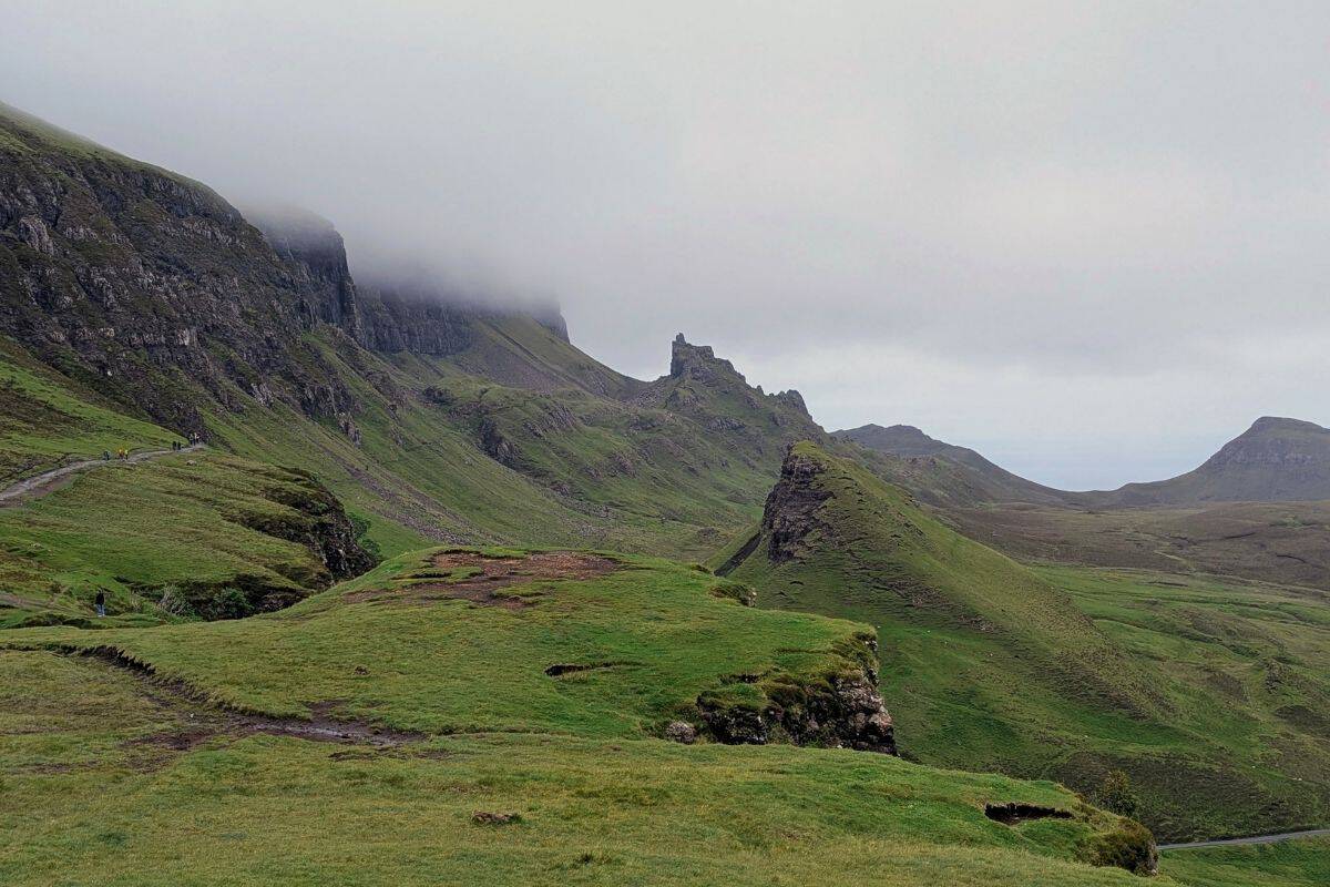 10 Easy Day Trips from Inverness Without a Car 19 The dark green mounds of the Quiraing on the Isle of SKye.