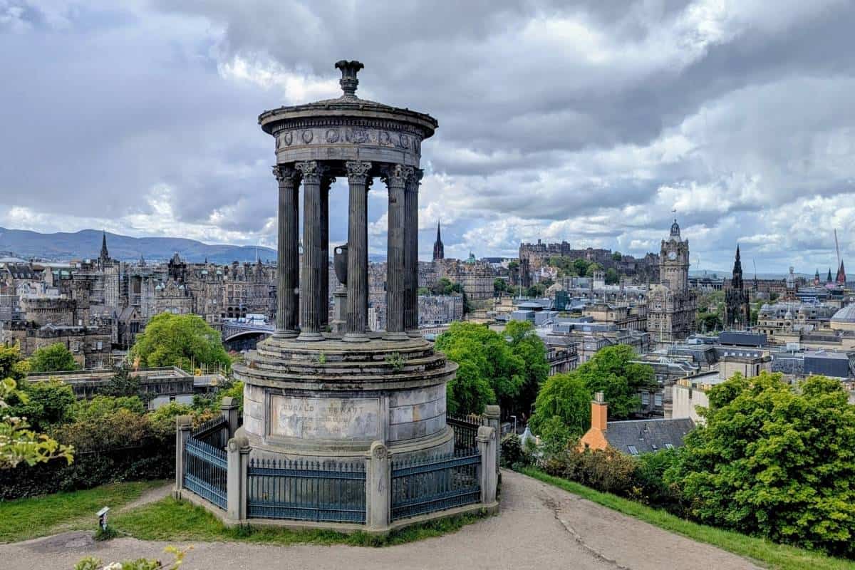 Where to Stay in Scotland Without a Car: Best Areas + Hotels 5 View of the Edinburgh skyline from the Dugald Stewart Monument.